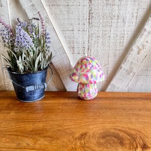Vintage Mushroom Candle 1970s Multicolor Mushroom Handmade